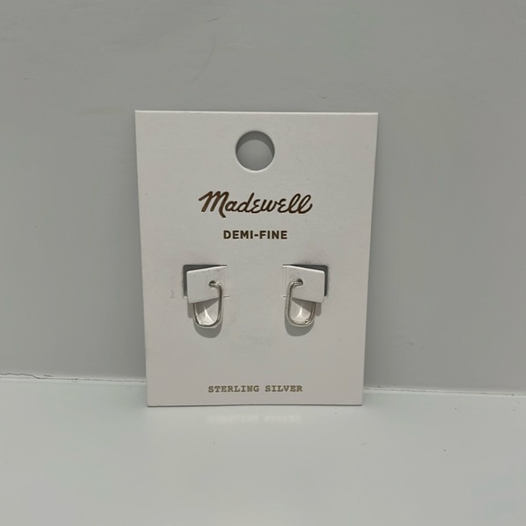 Madewell Demi-Fine Carabiner Hoop Earrings sterling silver NI787 $48 NEW classic - Picture 3 of 5